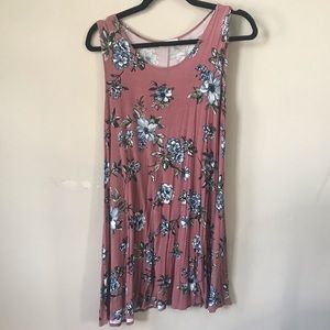 Floral burgundy shift cotton dress